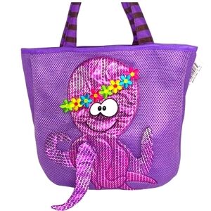 Octopus Beach Bag Purple 3D Octopus Bag Island Tote Mesh Bag New n package 12x12